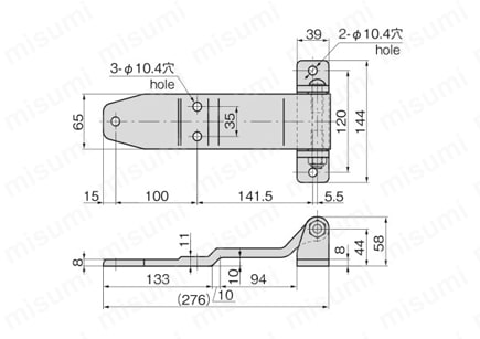 リーフヒンジ FB-880 外形図2