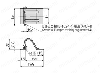 裏蝶番4型 B-539 外形図