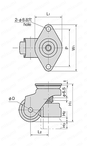 ステンレスキャリマウント K-1090 外形図01