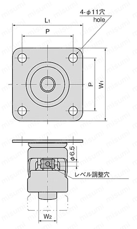 ステンレスキャリマウント K-1090 外形図02