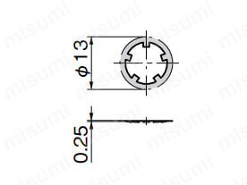 CP-536-2,3 止め輪寸法図（mm）