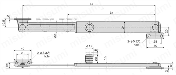 ステンレスステー B-1475 外形図