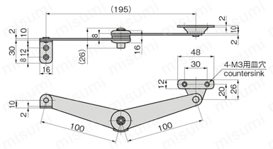 ステンレスピボットステー B-1472-1 外形図