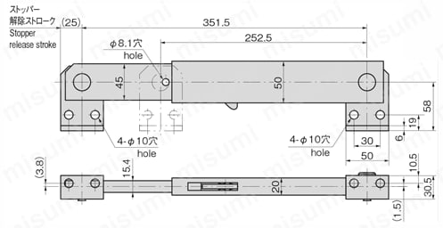 天蓋用大型ワンタッチステー B-580-0 外形図