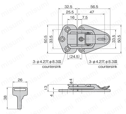 F型蓋止金具 C-501 外形図