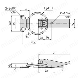 ステンレススプリングパチン錠 C-1150 外形図