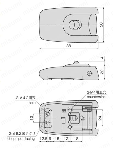 プラスチックダブルロックファスナー CP-114 外形図