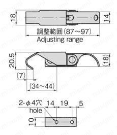 フック型アジャストファスナー C-230 外形図1