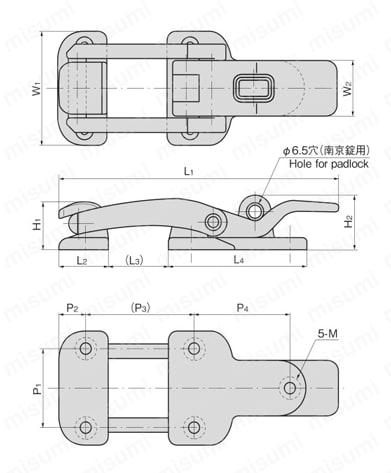 プラスチック鍵穴付ハッチクリップ CP-297 外形図