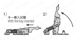 ステンレス鍵付キャッチクリップ C-1007-21 作動参考図