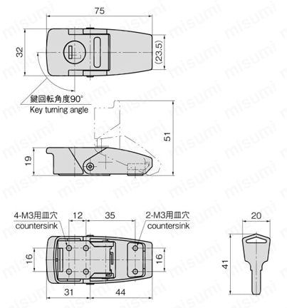 鍵付ソフトファスナー C-413-3 | タキゲン製造 | MISUMI(ミスミ)