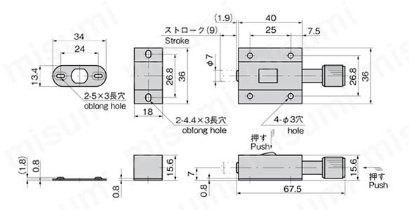 ステンレスプッシュボルト C-1255 | タキゲン製造 | MISUMI(ミスミ)