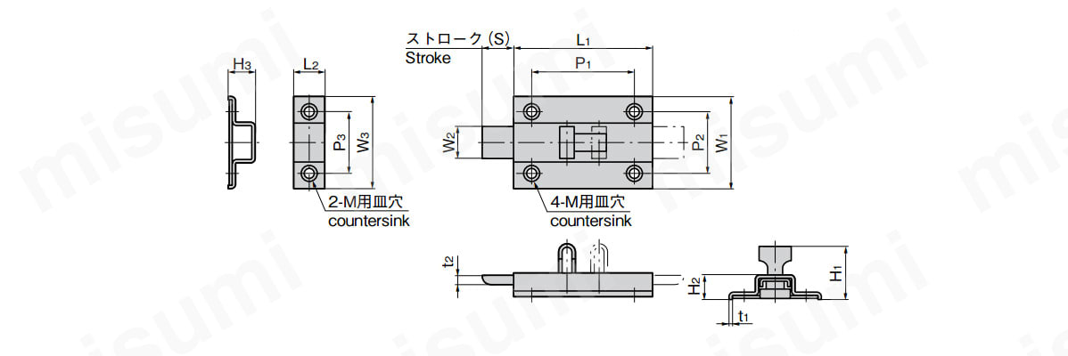 C-1170-3 | ステンレス表付用角ラッチ C-1170 | タキゲン製造
