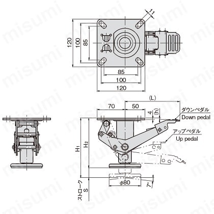 ステンレスペダルロック K-1900 外形図01