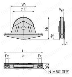 重量戸車（K-1030・ステンレス製） 外形図