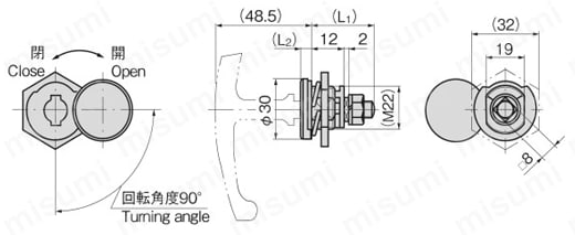 ステンレスロックハンドル A-1147 外形図01