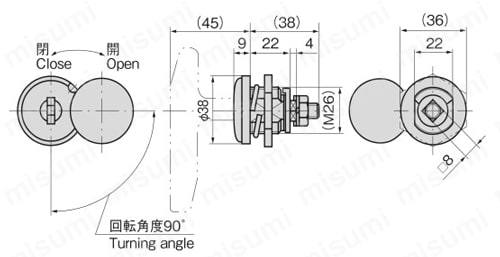 ステンレスロックハンドル A-1210 外形図01