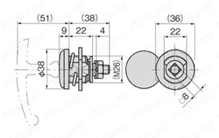 ステンレスロックハンドル A-1220 外形図