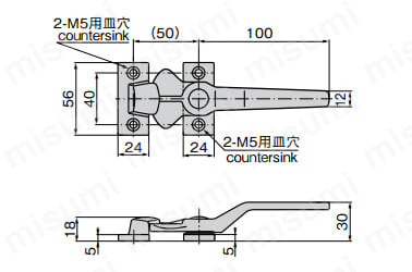 FA-1110-3の寸法図（2・M5用皿穴）