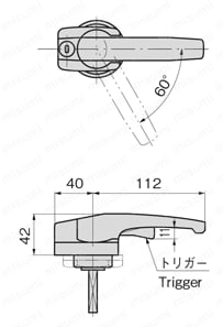 トリガー付オートリターンハンドル ＜埋込みプレートタイプ＞ A-505 外形図3
