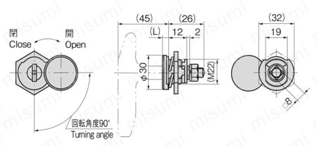 ロックハンドル A-146 外形図01