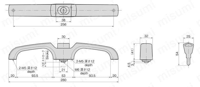 押ボタン式ダブルハンドル A-871 外形図