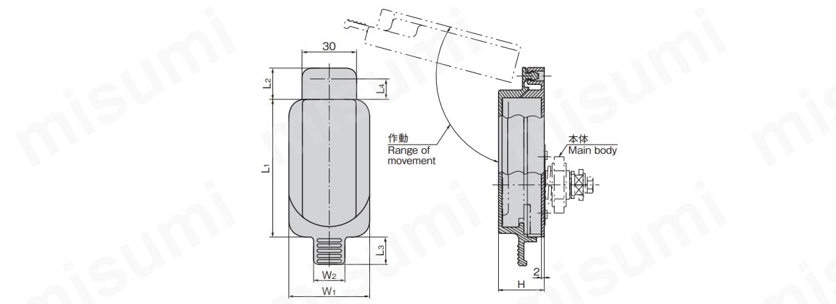 A-372-F-3-TAK60 防水ダブルロックハンドル A-372-F・A-372-RC 用途:キュービクル、配分電盤、制御盤 種類:錠本体  材質:アルミニウム合金（ADC） タキゲン製造 MISUMI(ミスミ)