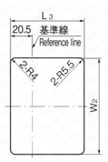 ラッチ式平面ハンドル A-151R-A（三方締） パネル穴明け寸法