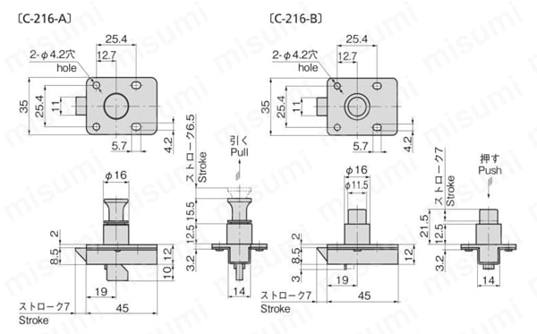 ボタンラッチ C-216 | タキゲン製造 | MISUMI(ミスミ)