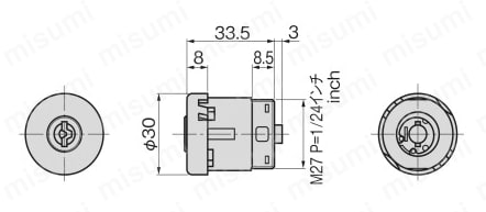 M型シリンダー錠 C-375-M 外形図01