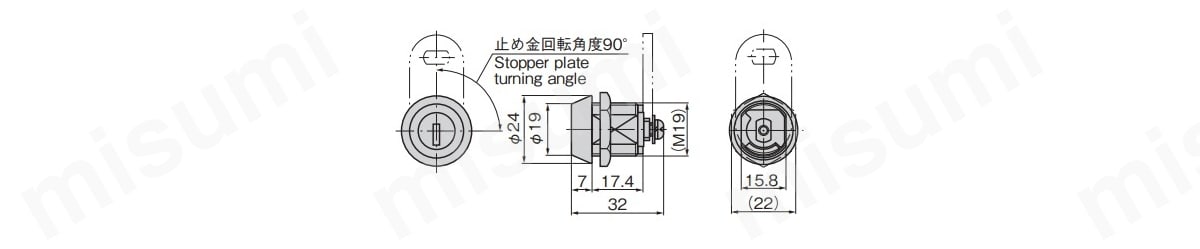 コインロック（2ヵ所抜けタイプ） C-388 外形図1