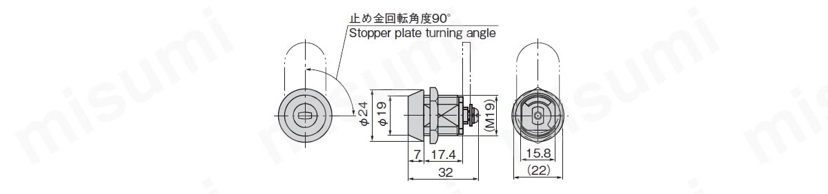 コインロック（2ヵ所抜けタイプ） C-388 外形図1