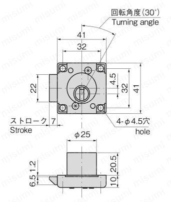 シリンダー付ラッチ錠 C-134-2-TAK80 外形図01