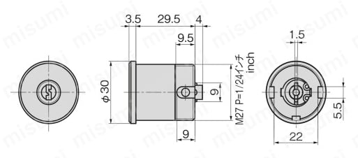 バイアス型シリンダー錠 C-375-V 外形図01