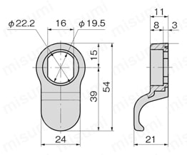 プラスチックシリンダー取手 CP-419 CP-419-A外形図