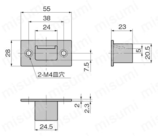 ステンレスロッド棒用受け AC-1025-RR AC-1025-RR-E外形図