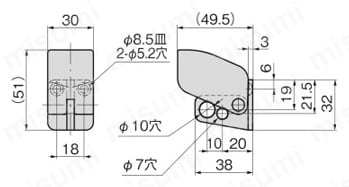 ステンレス南京錠補助金具 AC-1025-PDL 外形図