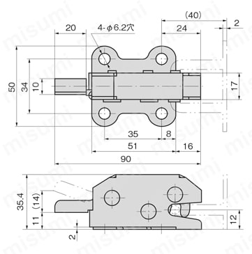 スナッチロック（C-450・鉄製） C-450-1外形図