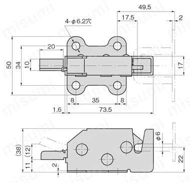 スナッチロック（C-450・鉄製） C-450-2外形図