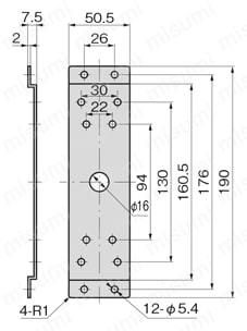ロッドコントローラー用ブラケット A-394-BK 外形図
