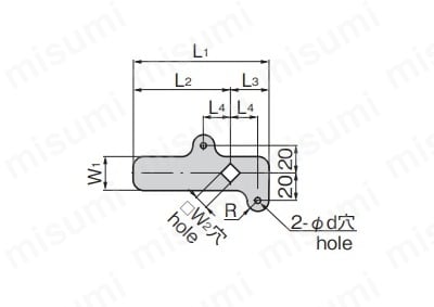 止め金（AC-25-L・鉄製） AC-25-E外形図