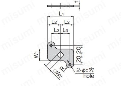 止め金（AC-25-L・鉄製） AC-25-L外形図