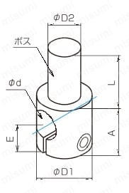 マルパイジョン 同径穴タイプ片方ボス 外形図1