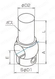 マルパイジョン 同径穴タイプ片方ボス 外形図2