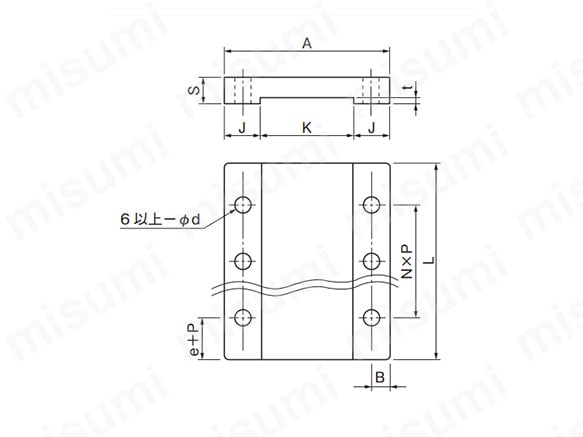 歯面側金具寸法図B
