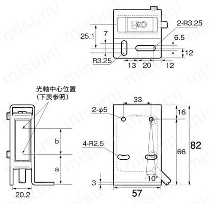 センサオプション 保護金具 LV2-S01外形図