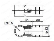 φ28メタルジョイント HJ-1・HJ-1 NI（パイプ径28mm）　HJ-1・HJ-1 NIの外形図