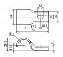 イレクター部品 取付部品 片サドル EF-1008B 外形図
