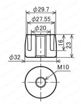 Φ28 イレクター部品 インサートナット 外形図