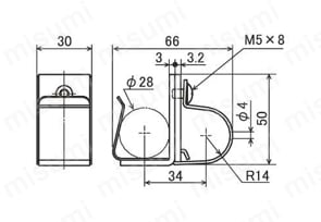 イレクター部品 はめ込み金具 EF-1250C 外形図